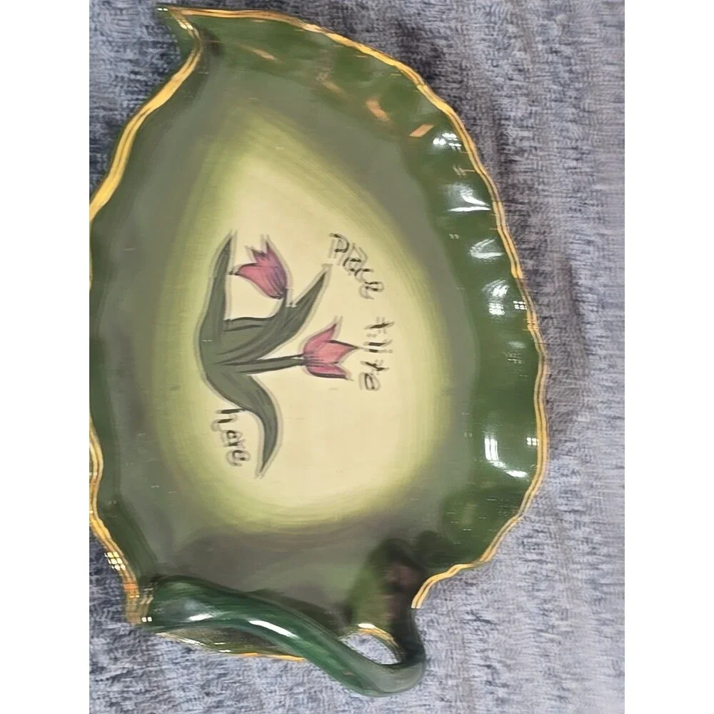 2003 Blue Sky Place t lite here Leaf Tray Candle Holer 7x5.5